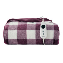 Gingham Faux Fur Heated Throw